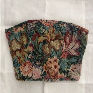 Floral print lace-up corset